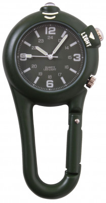 Часы-карабин с фонариком Rothco Clip Watch w/ LED Light Olive Drab 4500, фото