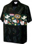 Pacific Legend Men's Border Hawaiian Shirts - 440-3862 Black