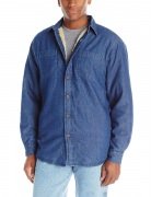 Wrangler Authentics Mens Long Sleeve Sherpa Lined Denim Shirt Indigo