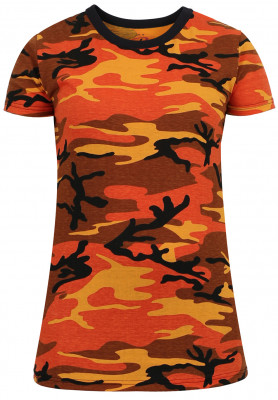 Женская футболка оранжевый камуфляж Rothco Womens Long Length T-Shirt Orange Camo 5738, фото