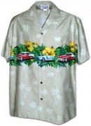 Pacific Legend Men's Border Hawaiian Shirts - 440-3834 Khaki