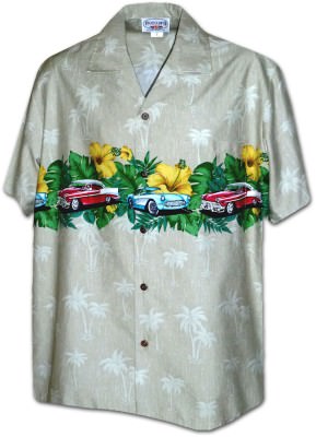 Гавайская рубашка Pacific Legend Men's Border Hawaiian Shirts - 440-3834 Khaki, фото