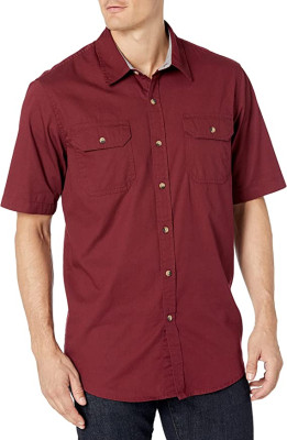 Рубашка с коротким рукавом Wrangler Authentics Men's Short Sleeve Classic Woven Shirt Biking Red, фото