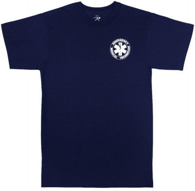 Медицинская футболка для персонала медицинских служб Rothco 2-Sided E.M.T. T-Shirt Navy Blue 6337, фото
