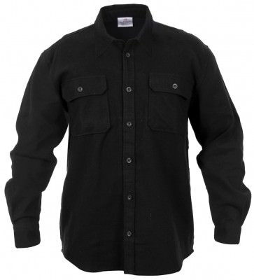 Черная фланелевая рубашка Rothco Heavy Weight Solid Flannel Shirt Black 4637, фото
