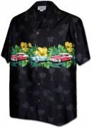 Pacific Legend Men's Border Hawaiian Shirts - 440-3834 Black