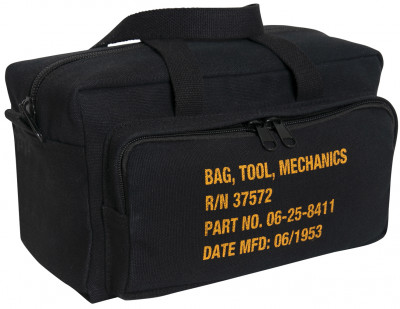Сумка механика черная с военным логотипом Rothco G.I. Type Zipper Pocket Mechanics Tool Bag With Military Stencil 9113, фото