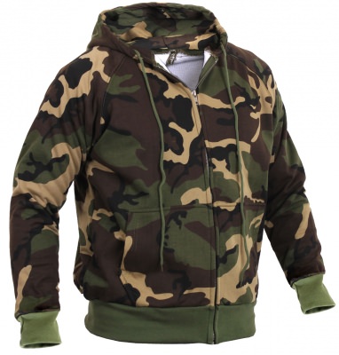 Утепленная толстовка лесной камуфляж вудланд Rothco Thermal Lined Hooded Sweatshirt Woodland Camo 6262, фото