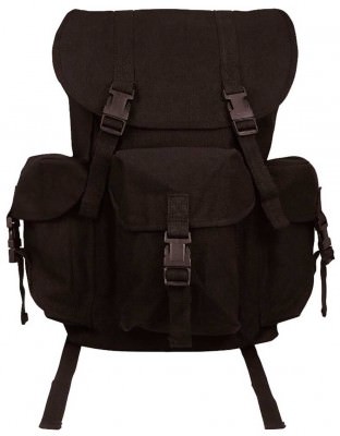 Большой черный винтажный рюкзак для путешествий Rothco Canvas Outfitter Backpack Black 9202, фото
