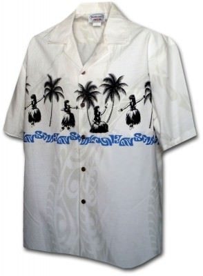 Гавайская рубашка Pacific Legend Men's Border Hawaiian Shirts - 440-3793 White, фото