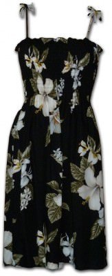 Гавайский шелковый сарафан Pacific Legend Rayon Tube Dress - 708-111 Black, фото