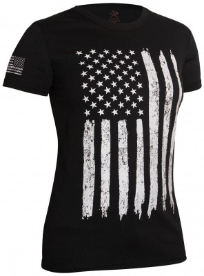 Женская футболка состаренный белый американский флаг Rothco Womens Distressed US Flag Long T-Shirt 5983, фото
