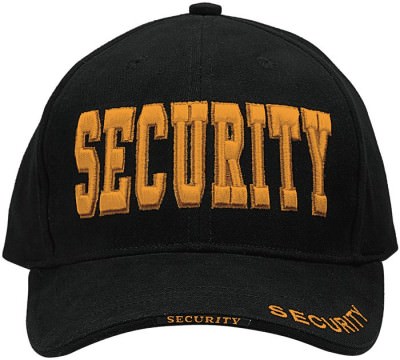 Бейсболка черная с вышитой золотой эмблемой «Security» Rothco Security Deluxe Low Profile Cap 9490, фото