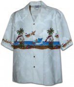 Pacific Legend Men's Border Hawaiian Shirts - 440-3725 White