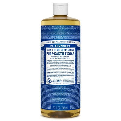 Жидкое мятное кастильское мыло Dr. Bronner's Pure-Castile Soap Peppermint 437 и 946 мл, фото
