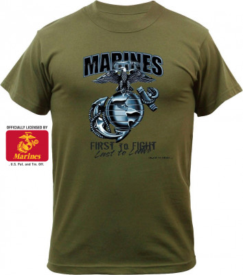 Футболка Black Ink® Printed T-Shirt - Olive Drab (Marines First To Fight Globe & Anchor) 80215, фото