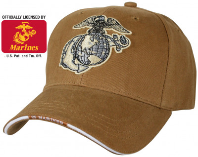 Лицензированная койотовая бейсболка с эмблемой корпуса морской пехоты США Rothco Globe and Anchor Low Profile Cap 9827, фото