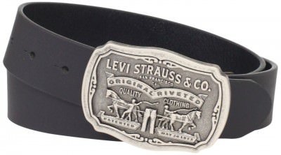 Ремень Levi's Men's 40mm Leather Antique Buckle Belt - Black - 11LV02P6-BLC-AN, фото