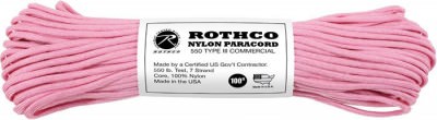 Паракорд нейлоновый розовый Rothco Nylon Paracord Type III 550 LB 100FT Pink 125, фото