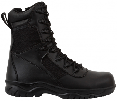 Тактические кожанные черные ботинки Rothco Forced Entry Tactical Boot 8" Black / Side Zipper & Composite Toe 5063, фото