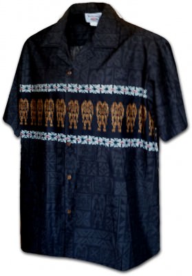 Гавайская рубашка Pacific Legend Men's Border Hawaiian Shirts - 440-3781 Black, фото