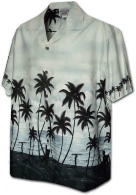 Гавайская рубашка Pacific Legend Men's Border Hawaiian Shirts - 440-3759 Grey, фото