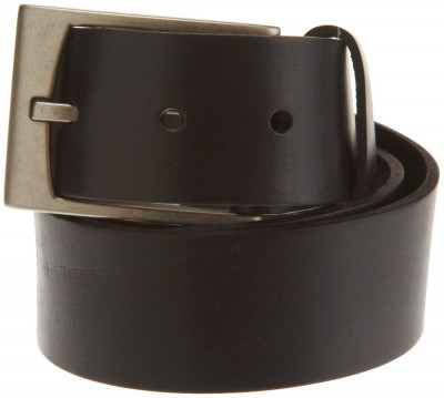 Черный кожаный ремень Levi's с металлической состаренной никелированной пряжкой английского типа 11LV02FU-BLС, фото