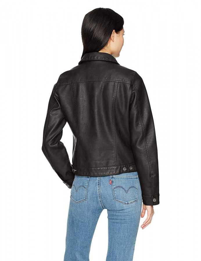 Levi s Women s Classic Faux Leather Trucker Jacket Black