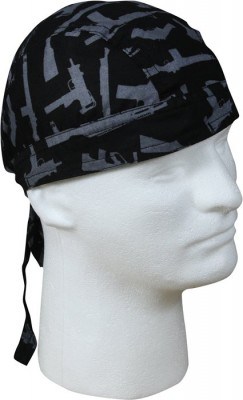 Бандана с завязками Rothco Gun Pattern Headwrap Black / Silver 5197, фото
