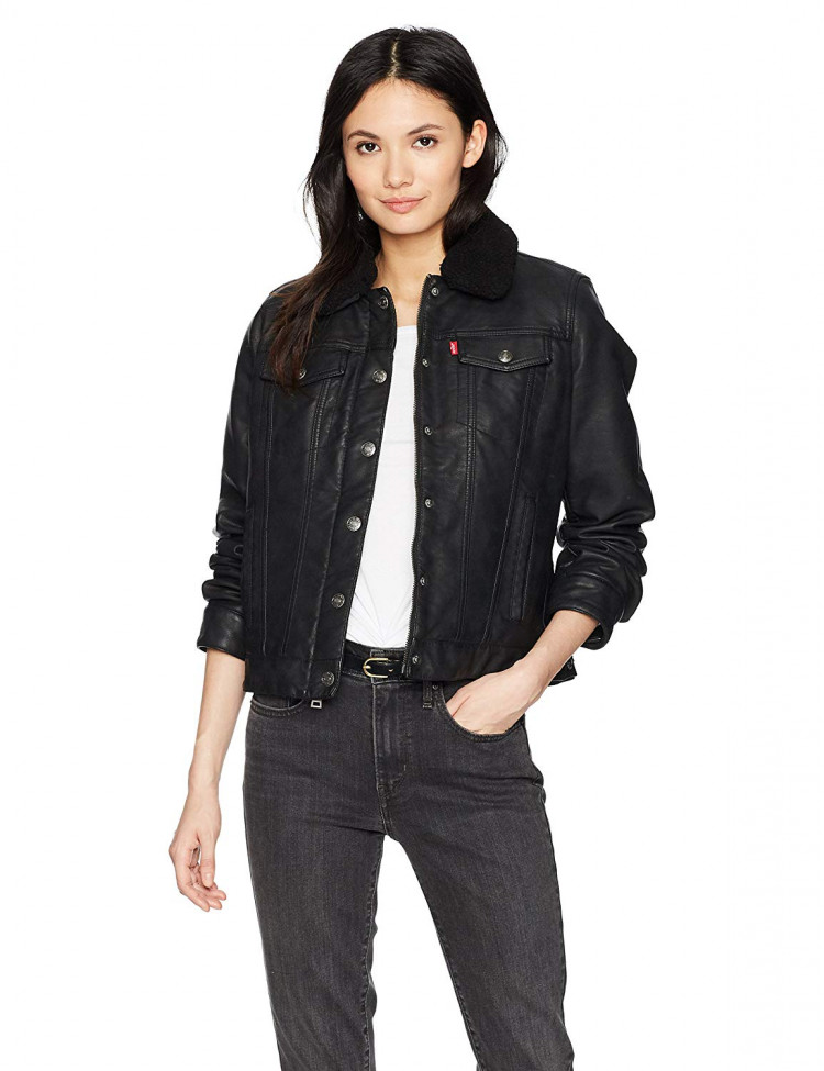 Levi's classic faux leather trucker jacket hotsell
