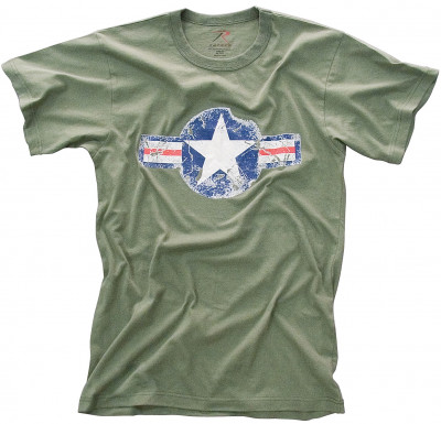 Футболка винтажная Rothco Vintage Military T-Shirt - Olive Drab w/ "Air Corp Star" Print 66300, фото