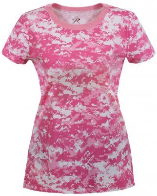 Женская милитари футболка Rothco Womens Long Length Camo T-Shirt Pink Digital Camo - 5683, фото