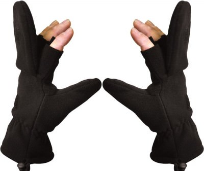 Флисовые перчатки-варежки снайпера черные Rothco Fingerless Sniper Glove / Mittens Black 4395, фото