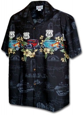 Гавайская рубашка Pacific Legend Men's Border Hawaiian Shirts - 440-3804 Black, фото