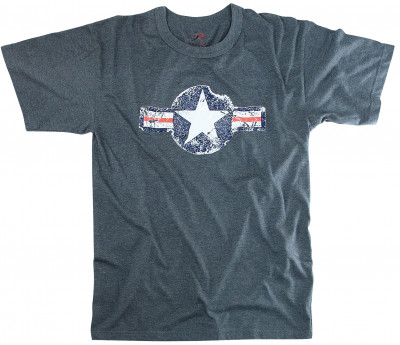 Футболка винтажная голубая знак авиации ВВС США Rothco Vintage Military T-Shirt - Blue w/ "Army Air Corp Star" Print 66500, фото