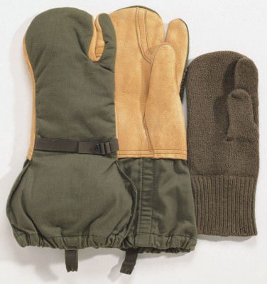 Военные зимние рукавицы G.I. Leather Trigger Finger Mittens w/ Liner Olive Drab 4393, фото