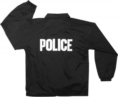 Куртка ветровка полицейская с флисом Rothco Fleece-Lined Coaches Jacket - Black w/ "Police" Print - 7646, фото